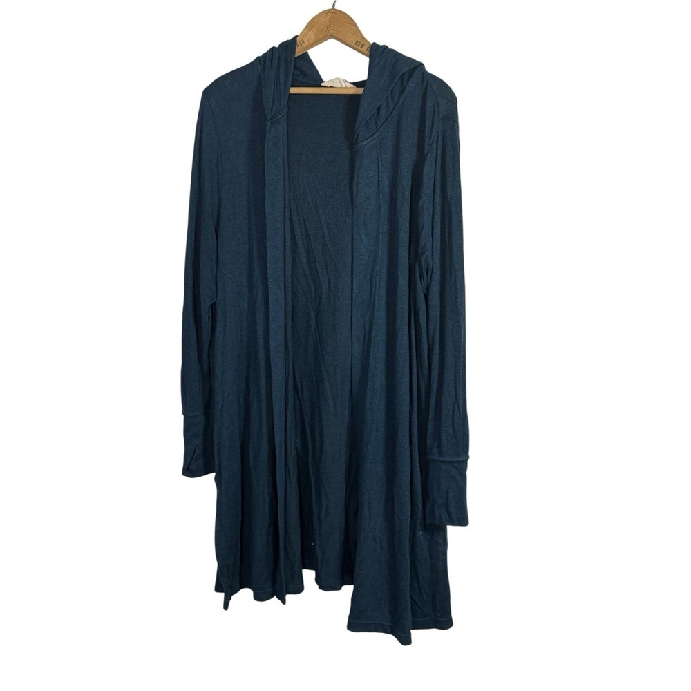 Members Mark Favorite Soft Cardigan Women Open Front Sz XXL teal heather hooded